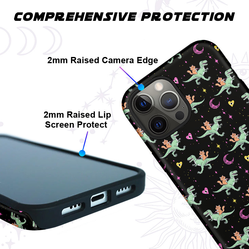 Purplehecate Witch Cat Rides the Dino Phone Case