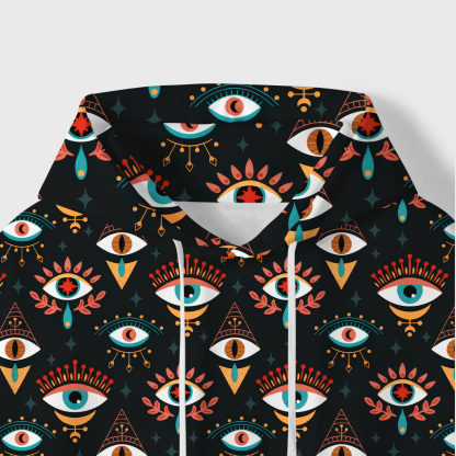 Purplehecate Evil Eye Pattern All-Over Print Hoodie