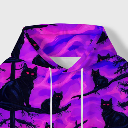 Purplehecate Twilight Forest Guardian Cat All-Over Print Hoodie