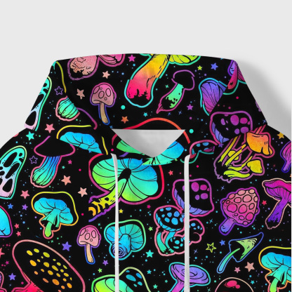 Purplehecate Psychedelic Mushroom Rave All-Over Print Hoodie