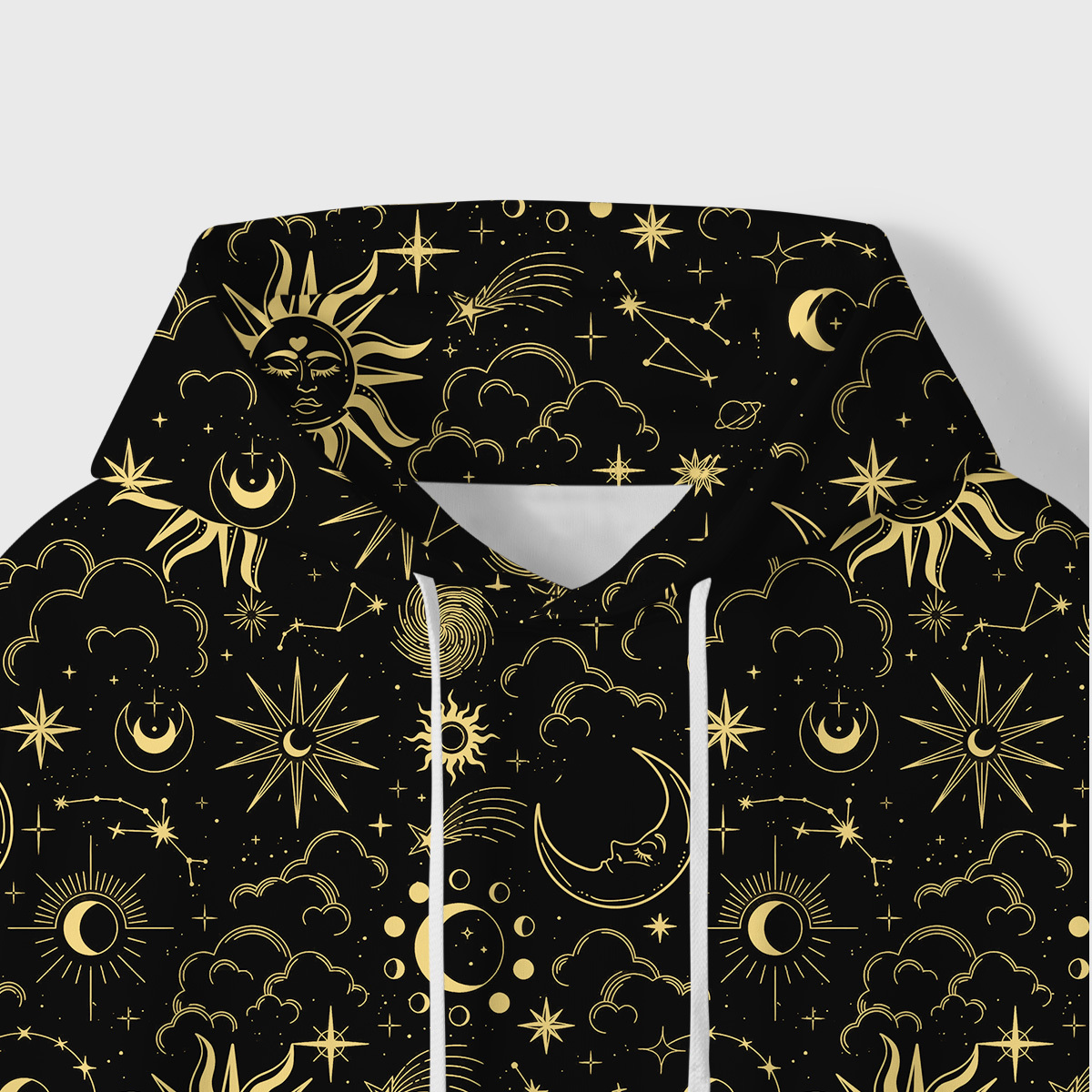Purplehecate Mysterious Star & Moon All-Over Print Hoodie