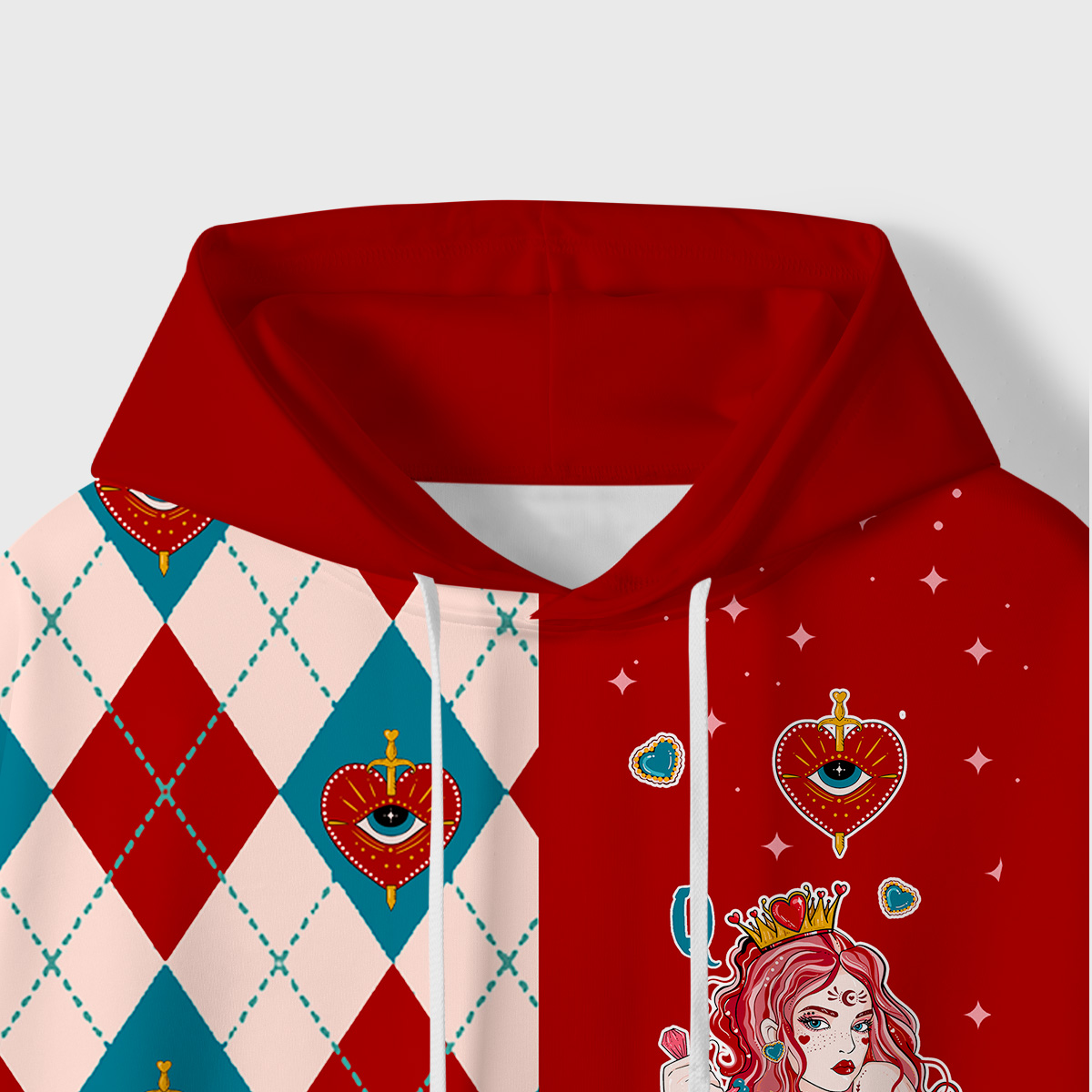 Purplehecate Queen of Hearts All-Over Print Hoodie