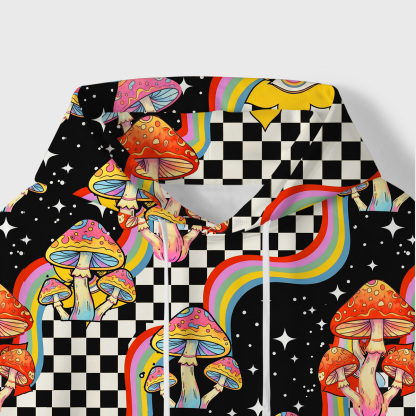 Purplehecate Trippy Rainbow Mushrooms All-Over Print Hoodie