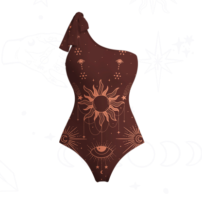 Purplehecate Solar Oracle One-Shoulder One-Piece Swimsuit