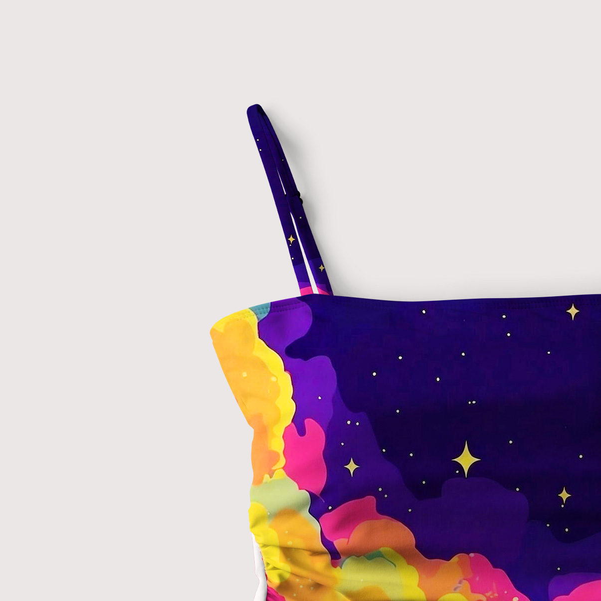 Purplehecate Midnight Cosmic Cat Fantasy Slim-Strap Swimsuit