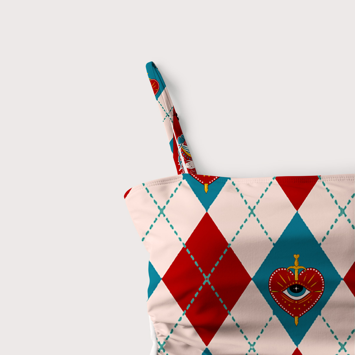 Purplehecate Queen of Hearts Slim-Strap Swimsuit