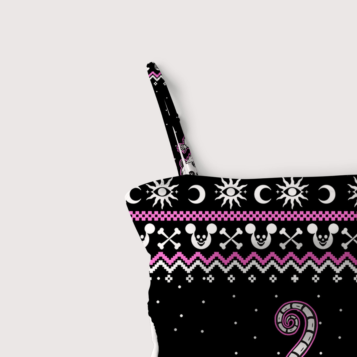 Purplehecate Moonlit Skeleton Rats Slim-Strap Swimsuit