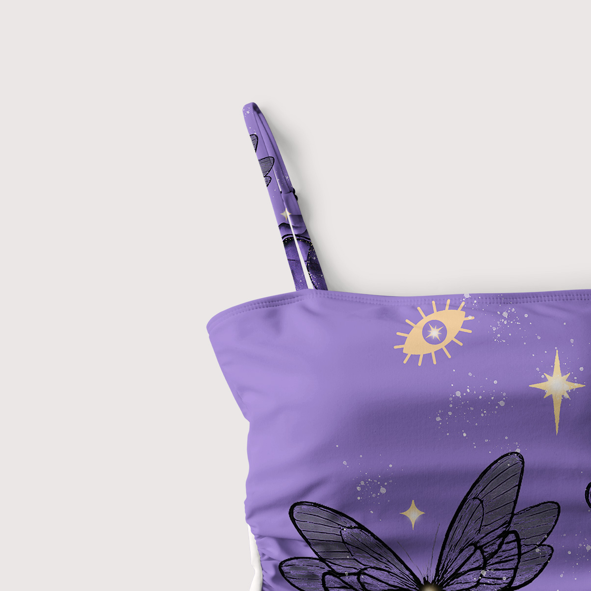 Purplehecate Moonlit Petals and Wings Slim-Strap Swimsuit