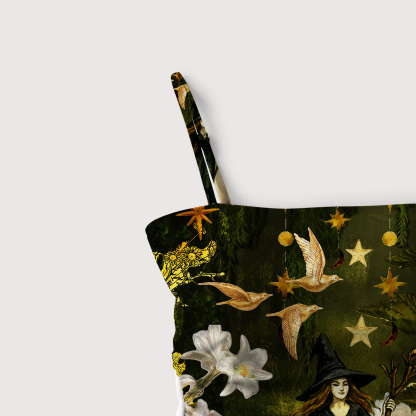 Purplehecate Garden of the Celestial Witch Slim-Strap Swimsuit