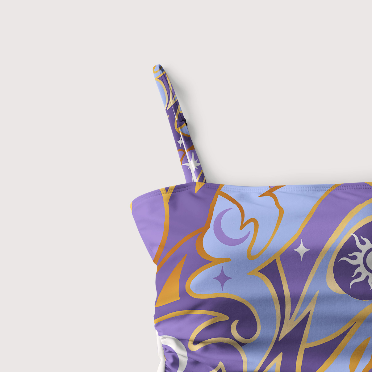 Purplehecate Divination Night Print Slim-Strap Swimsuit