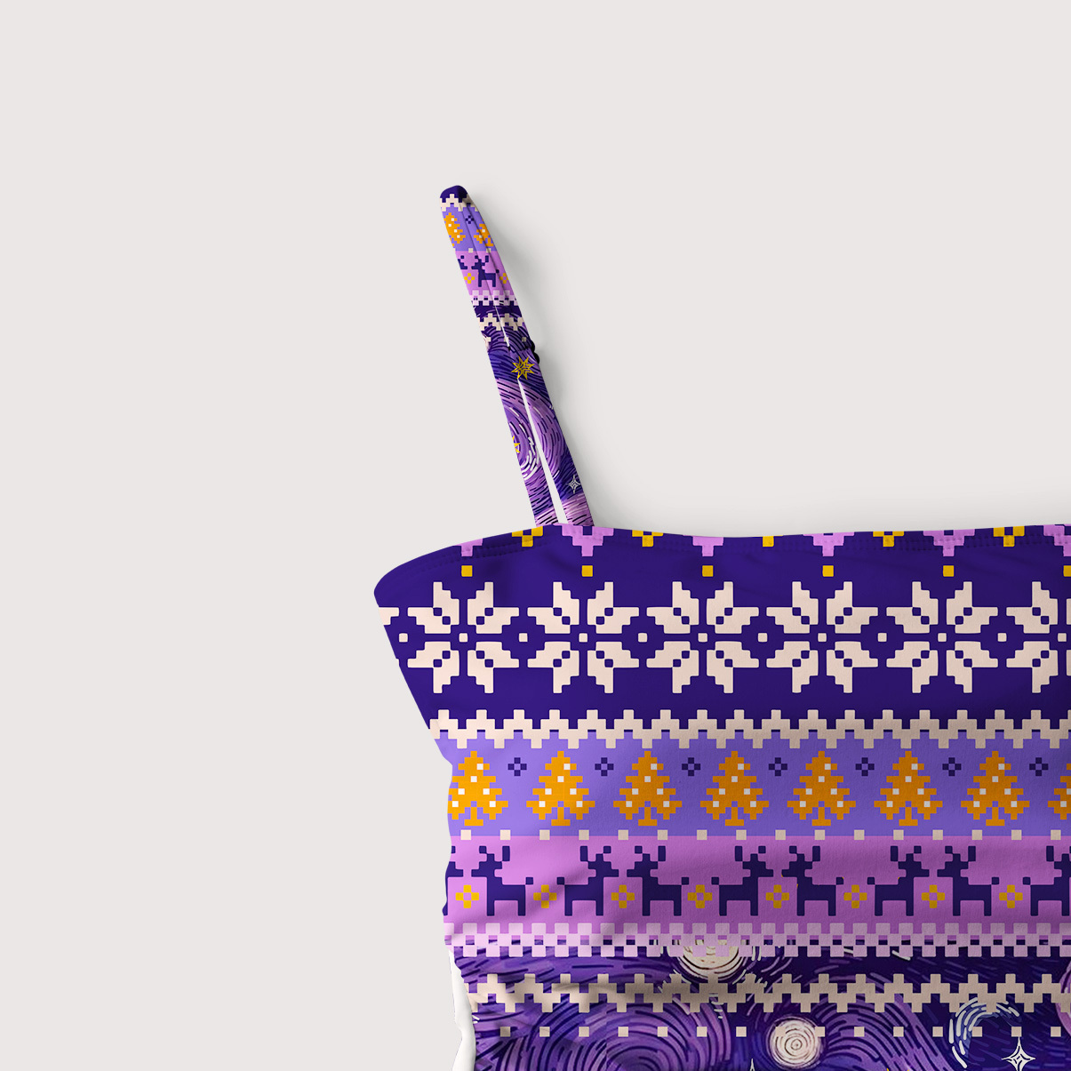 Purplehecate Mystic Cat Beneath the Cosmic Veil Slim-Strap Swimsuit