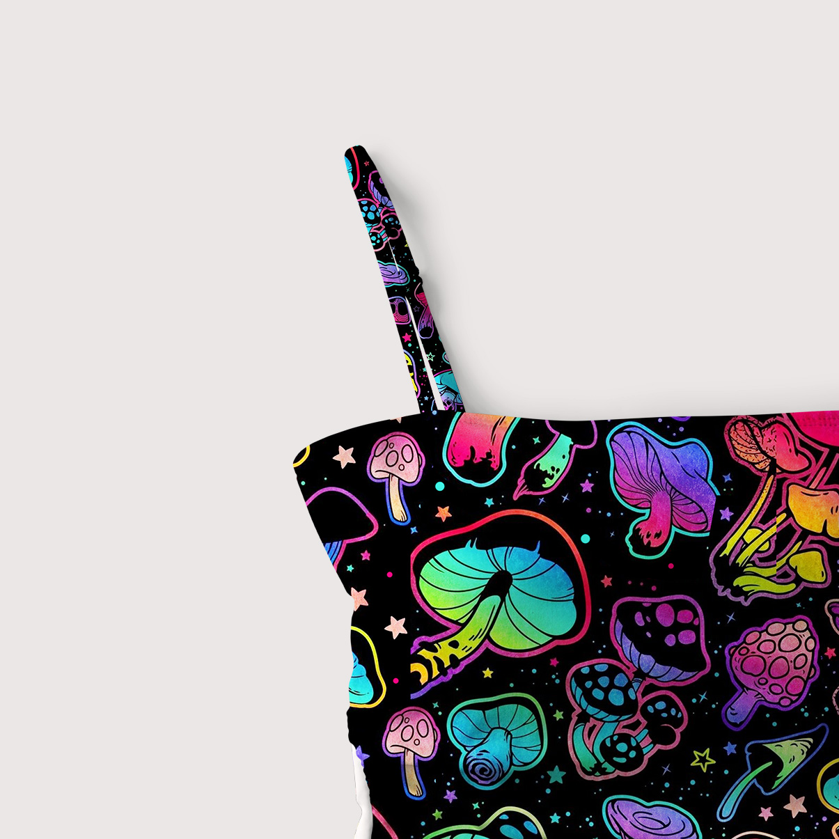 Purplehecate Psychedelic Mushroom Rave Slim-Strap Swimsuit