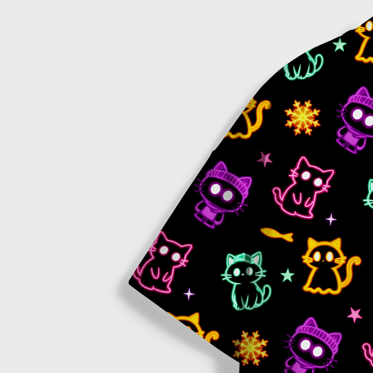 Purplehecate Neon Cat Party All Over Print T-Shirt