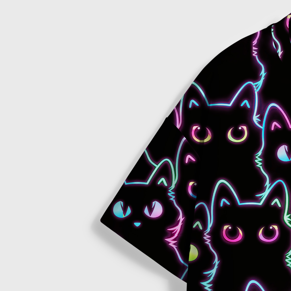 Purplehecate Neon Glow Stacked Cats All Over Print T-Shirt