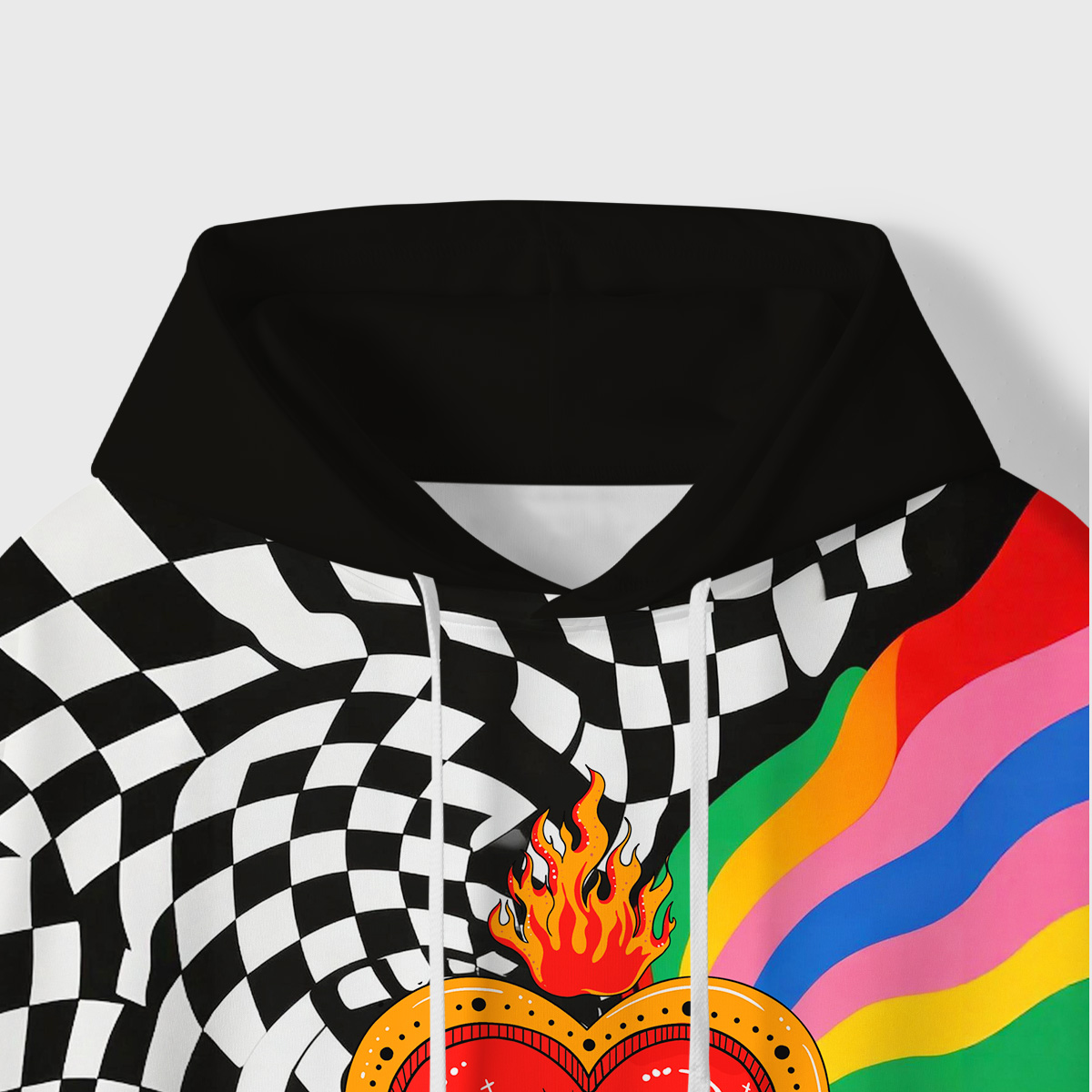 Purplehecate Trippy Rainbow Heart Eye All-Over Print Hoodie
