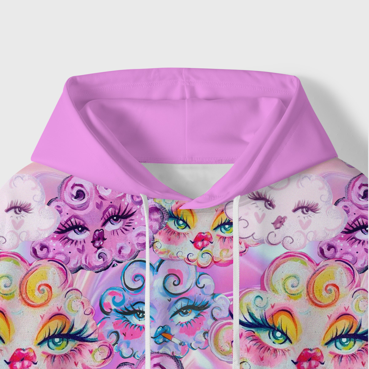 Purplehecate Dreamy Cloud Faces All-Over Print Hoodie