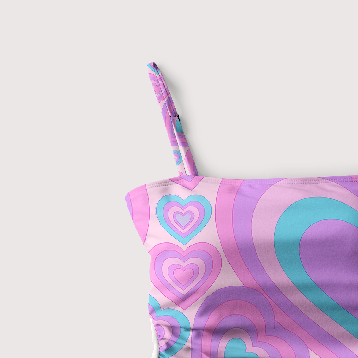 Purplehecate Soft Pastel Love Waves Slim-Strap Swimsuit