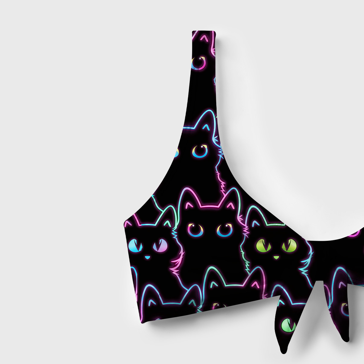 Purplehecate Neon Glow Stacked Cats Versa-Tie Two-Piece Swimsuit
