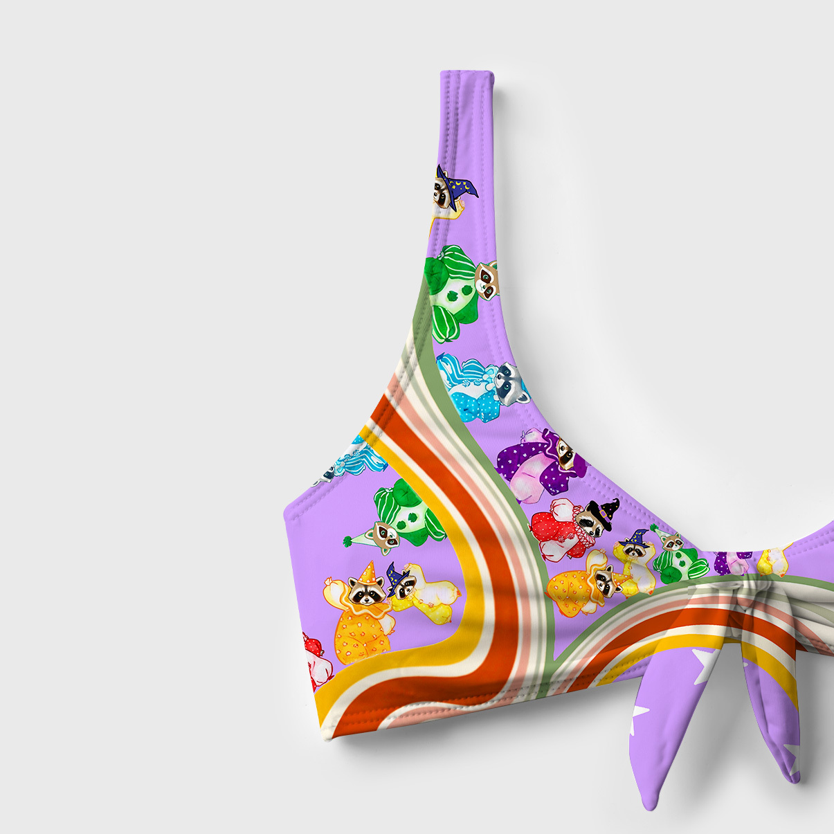 Purplehecate Rainbow Raccoon Star Versa-Tie Two-Piece Swimsuit