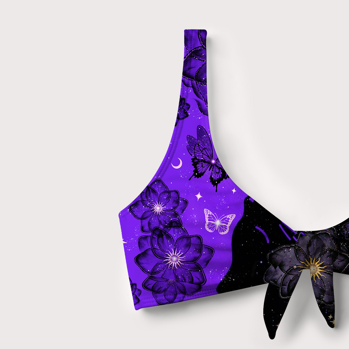 Purplehecate Starlit Cats & Butterflies Versa-Tie Two-Piece Swimsuit
