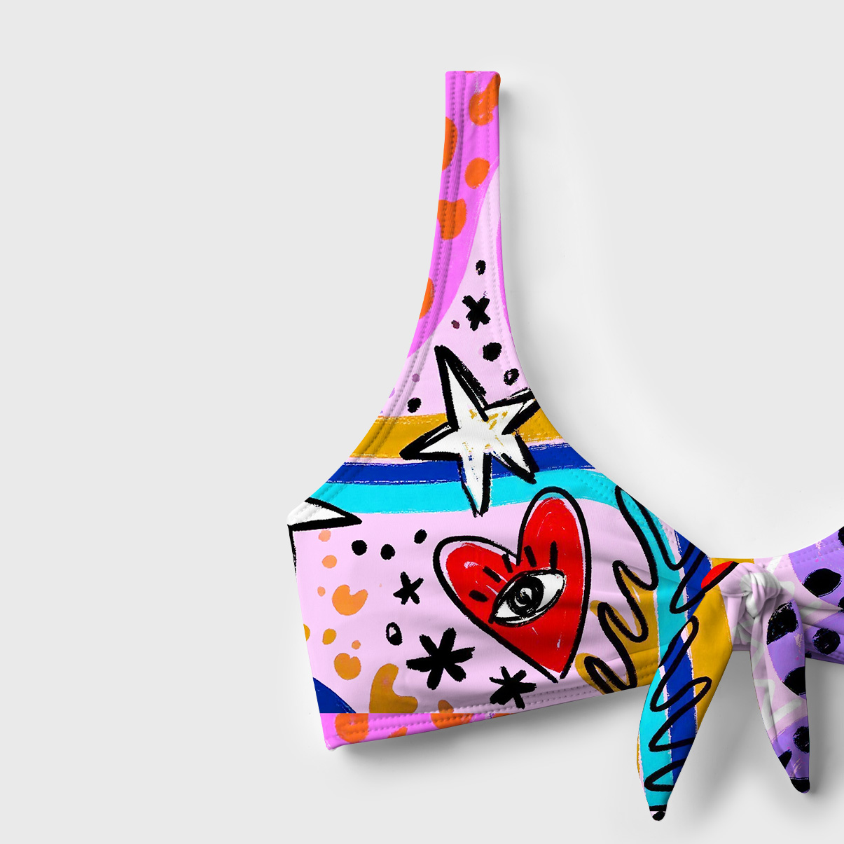Purplehecate Cosmic Love Eyes Graffiti Versa-Tie Two-Piece Swimsuit