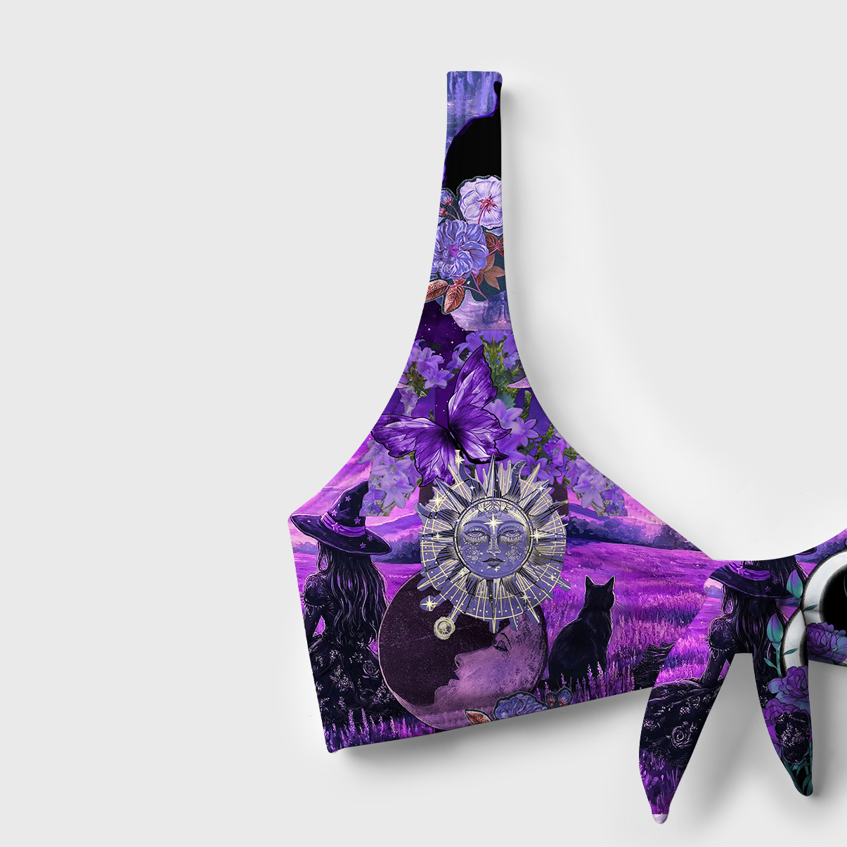 Purplehecate Witchy Black Cat Moon Versa-Tie Two-Piece Swimsuit