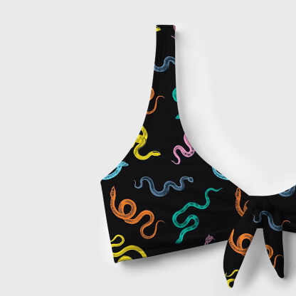 Purplehecate Colorful Trippy Snake Versa-Tie Two-Piece Swimsuit