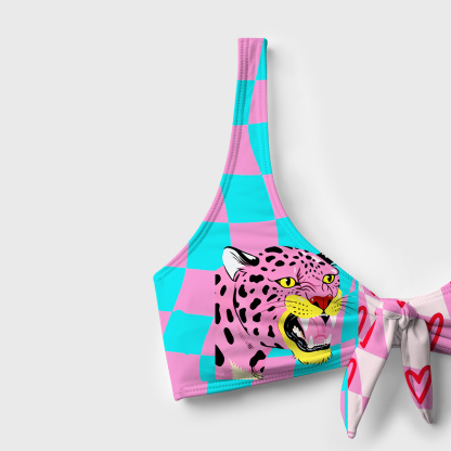 Purplehecate Savage Leopard Evil Eye Versa-Tie Two-Piece Swimsuit