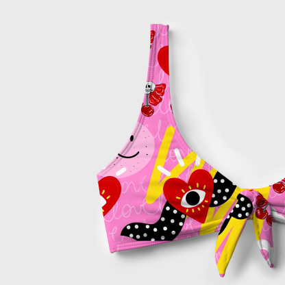 Purplehecate Evil Eye Heart Versa-Tie Two-Piece Swimsuit