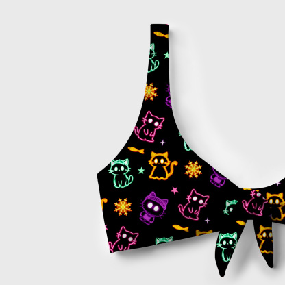 Purplehecate Neon Cat Party Versa-Tie Two-Piece Swimsuit