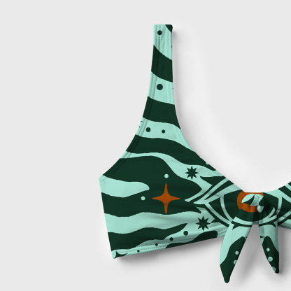 Purplehecate Green Vision Illusion Versa-Tie Two-Piece Swimsuit