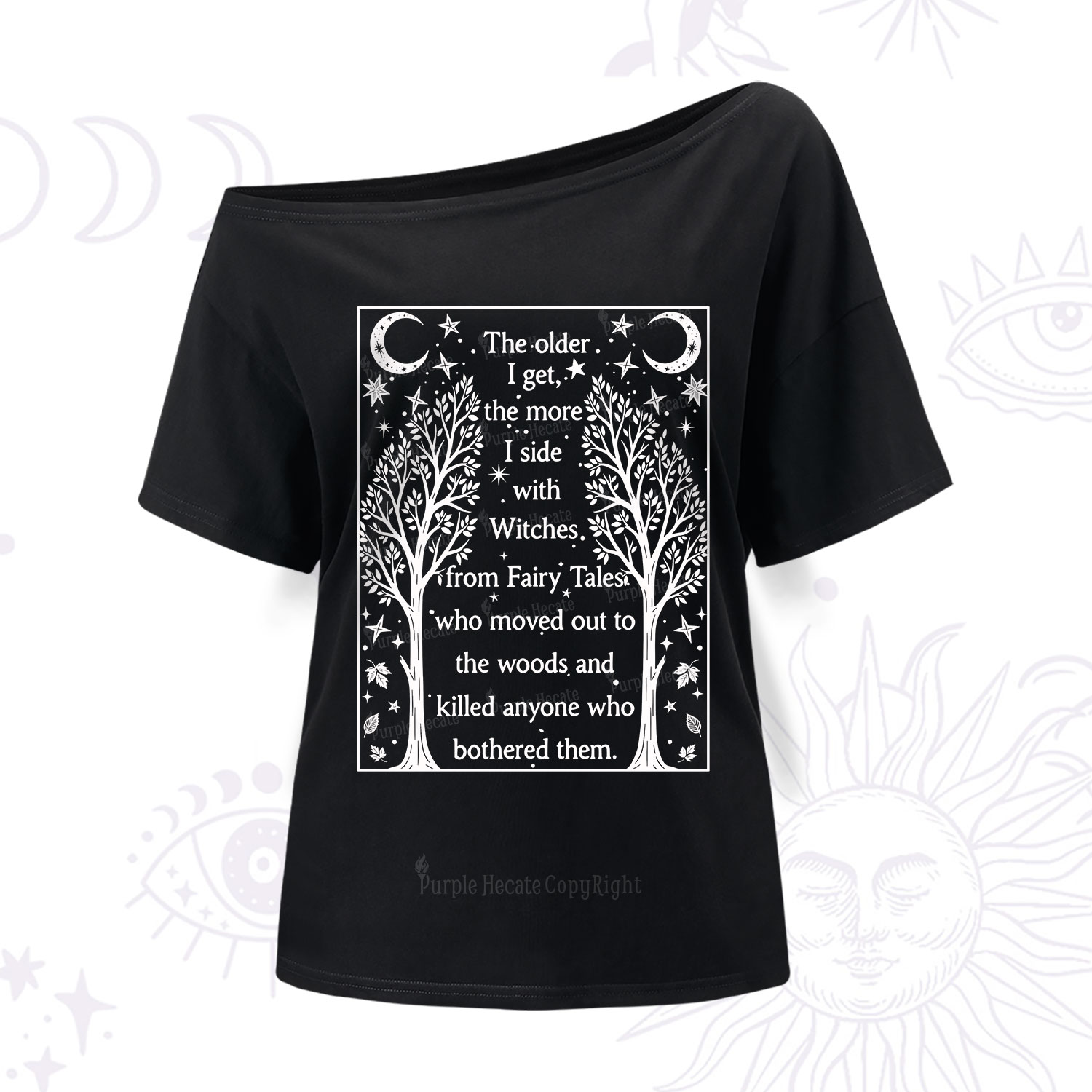 Purplehecate Side With Witches One Shoulder T-Shirt