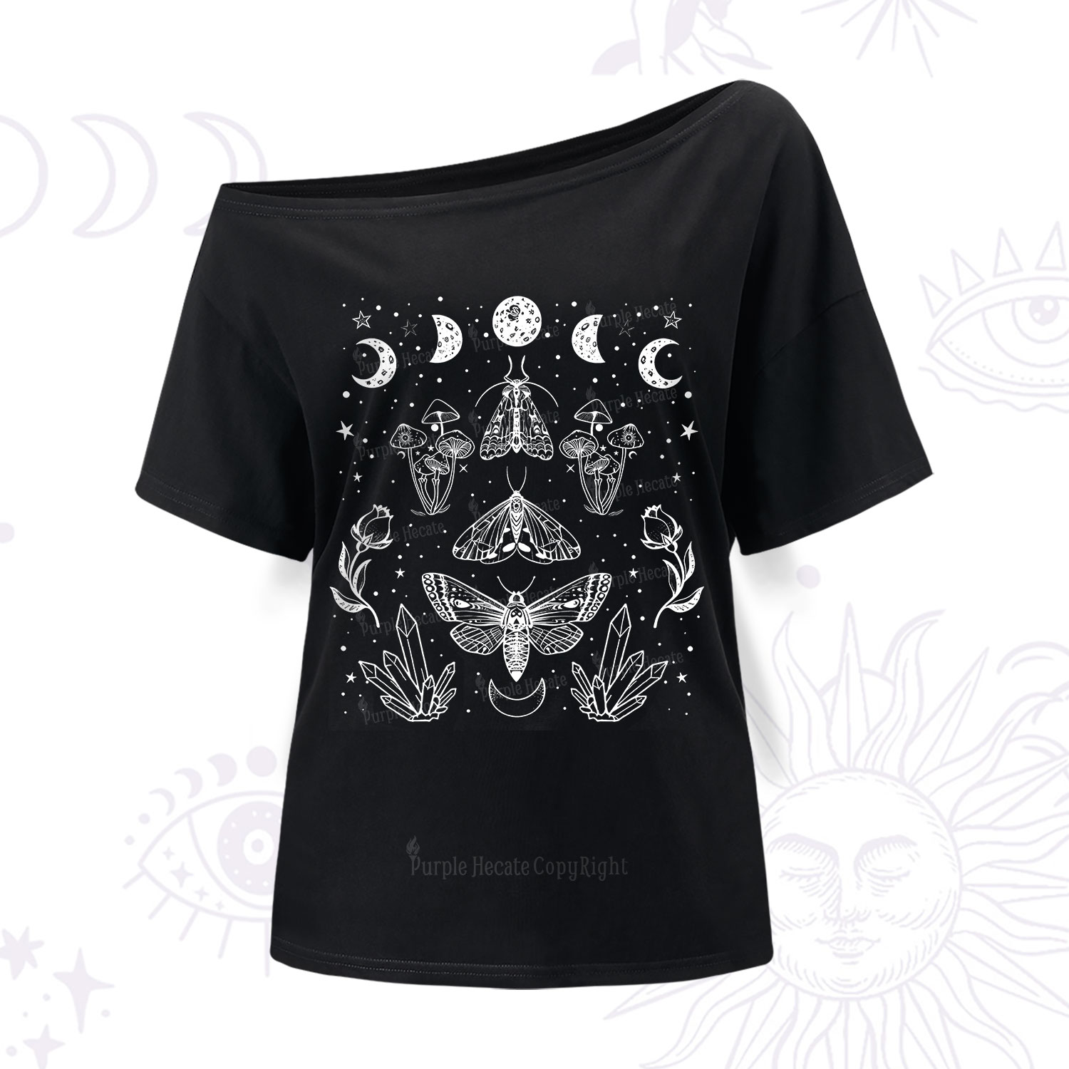 Purplehecate Mystical Moth One Shoulder T-Shirt