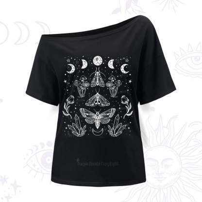 Purplehecate Mystical Moth One Shoulder T-Shirt