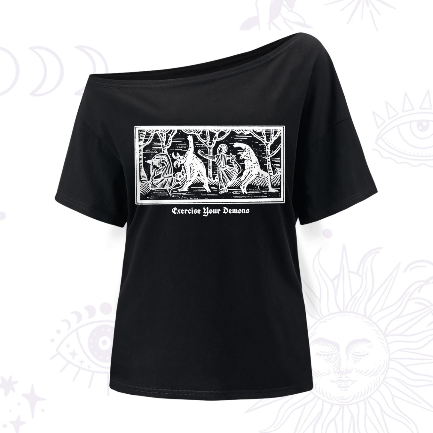 Purplehecate Exercise Your Demons One Shoulder T-Shir