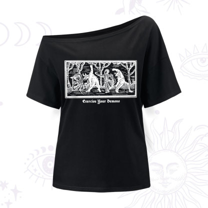 Purplehecate Exercise Your Demons One Shoulder T-Shirt