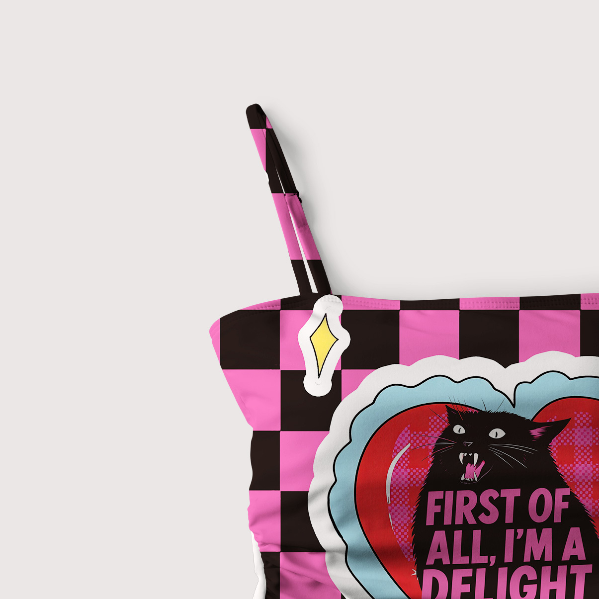 Purplehecate First Of All I'm A Delight Cat Slim-Strap Swimsuit