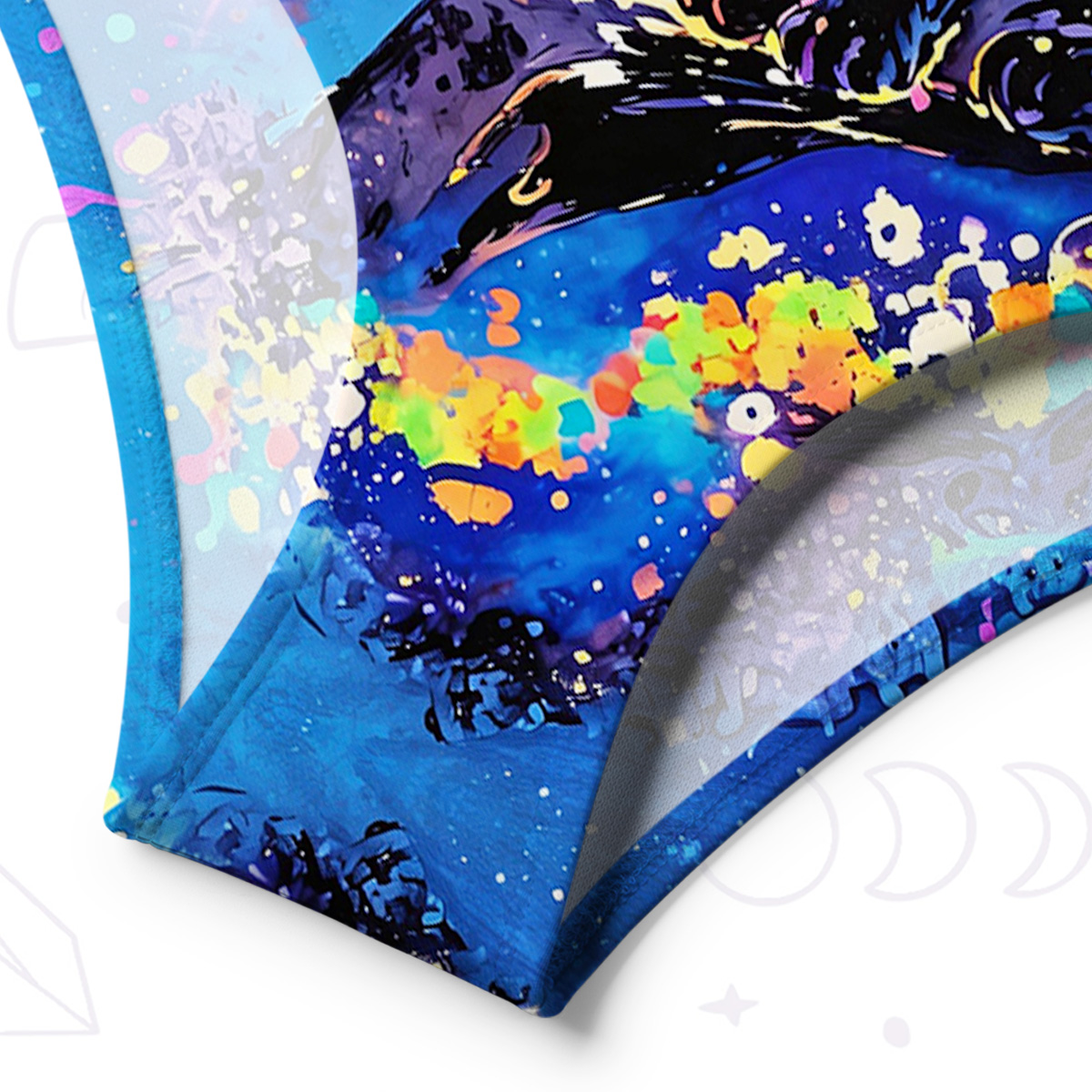 Purplehecate Neon Galaxy Cat Fantasy One-Shoulder One-Piece Swimsuit