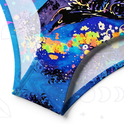 Purplehecate Neon Galaxy Cat Fantasy One-Shoulder One-Piece Swimsuit