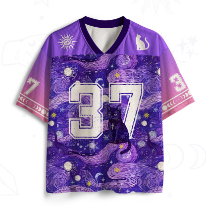 Purplehecate Mystic Cat Beneath the Cosmic Veil Mesh Jersey