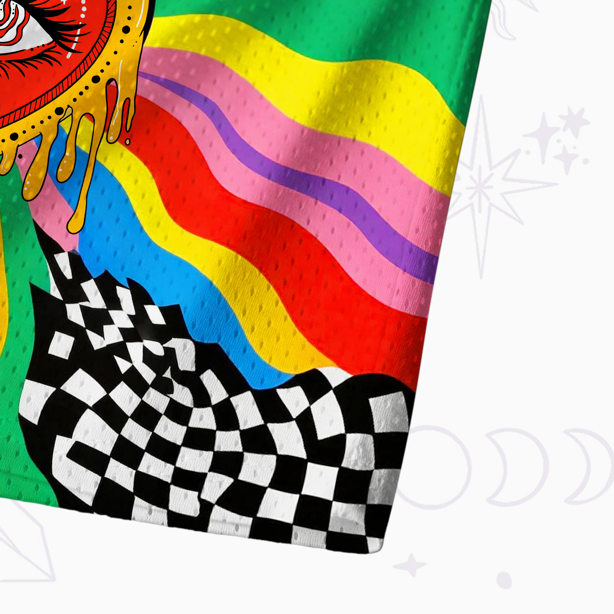 Purplehecate Trippy Rainbow Heart Eye Mesh Jersey Tank Top