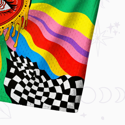 Purplehecate Trippy Rainbow Heart Eye Mesh Jersey Tank Top