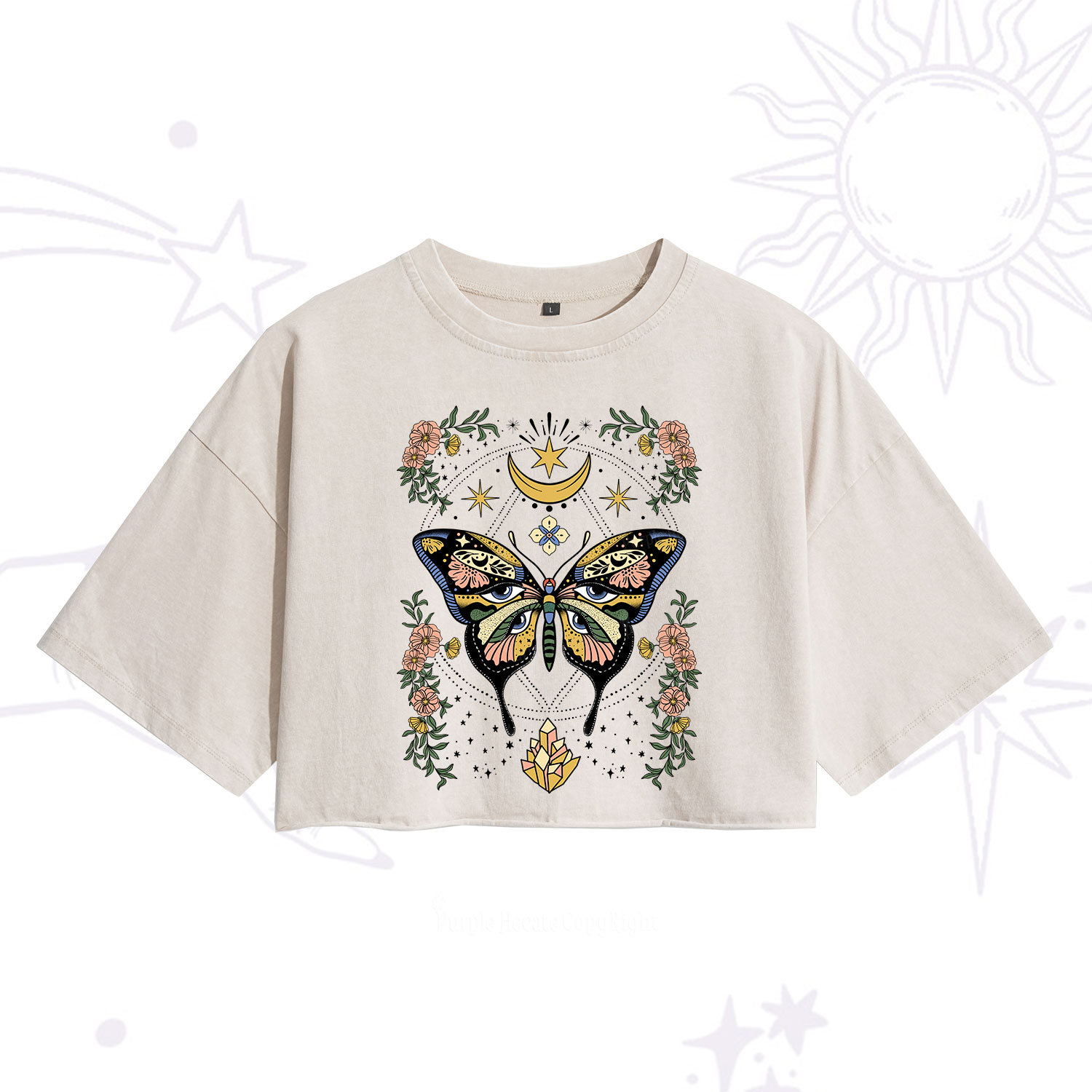 Purplehecate I Am Opening Washed Cropped T-Shirt