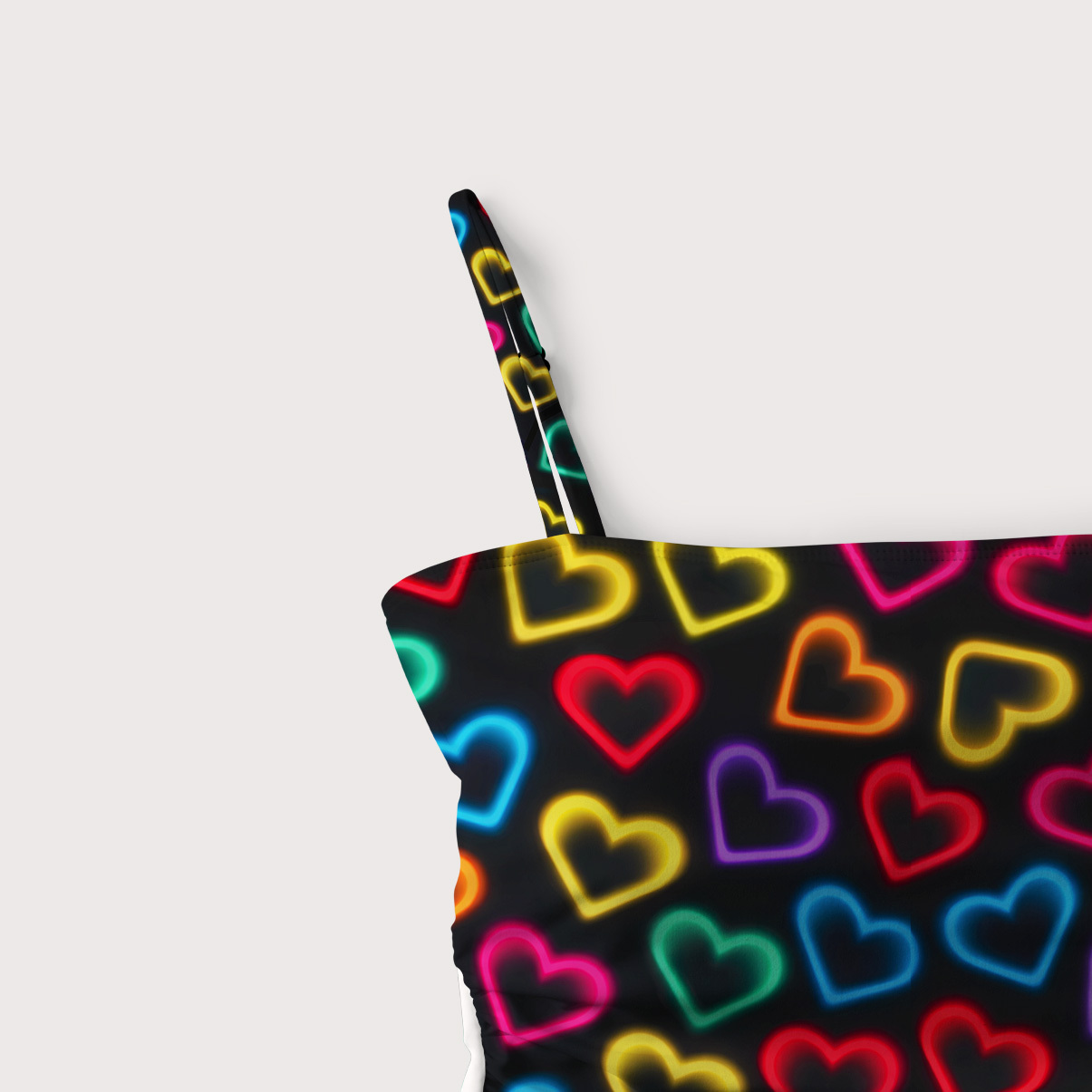 Purplehecate Neon Heart Slim-Strap Swimsuit