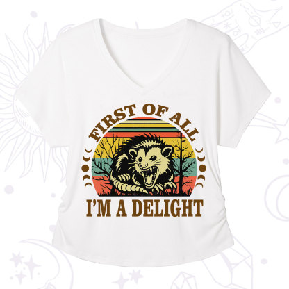 Purplehecate First Of All I'm A Delightful Opossum V-Neck T-Shirt