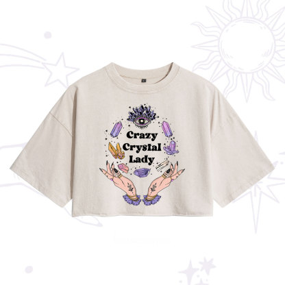 Purplehecate Crazy Crystal Lady Washed Cropped T-Shirt