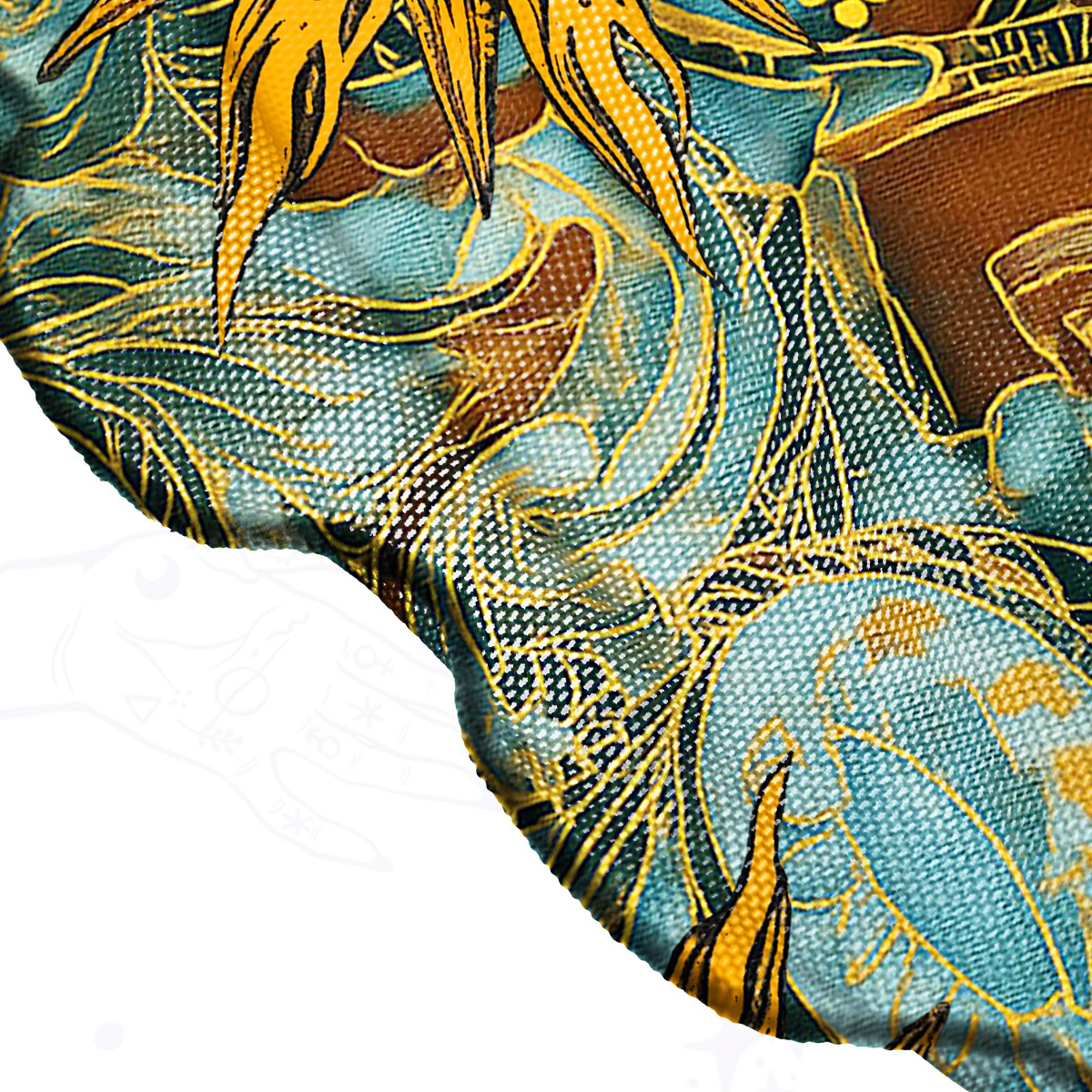 Purplehecate Golden Sun Wheel Mesh Cover Up Dress