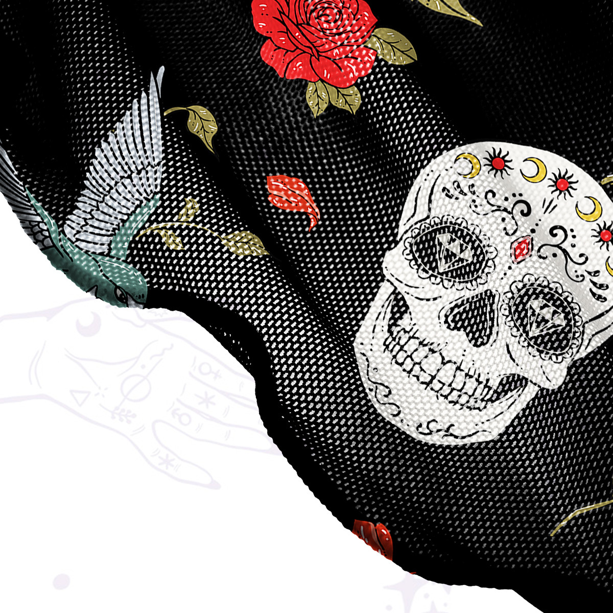 Purplehecate Skull Floral Mesh Cover Up Dress