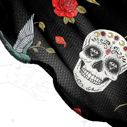 Purplehecate Skull Floral Mesh Cover Up Dress