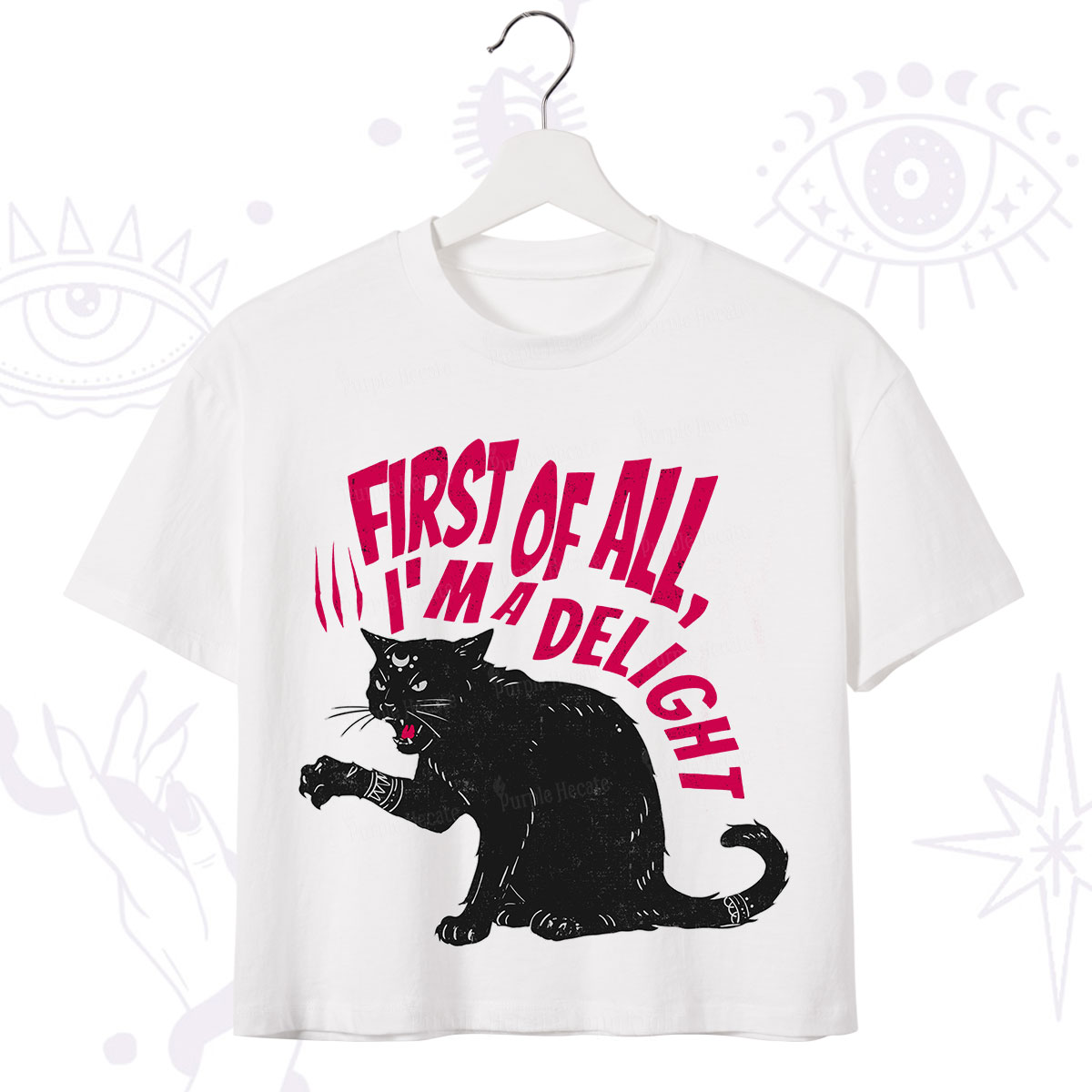Purplehecate First Of All I'm A Delight Cat Crop T-Shirt